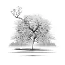 new tree with its reflection of an old tree upside down tattoo design idea
