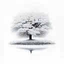 new tree with its reflection of an old tree upside down tattoo design idea