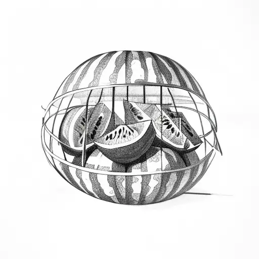 Watermelon behind Bars tattoo design idea