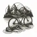 mountain lake bicycle  tattoo design idea