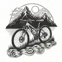 mountain lake bicycle  tattoo design idea