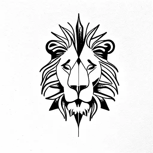 lion holding in his arms a Aquarius and a Gemini tattoo design idea