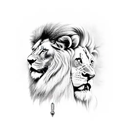 Lion holding aquarius and gemini tattoo design idea