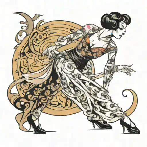 1923, ballroom dancer, moon tattoo design idea