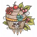 cupcake tattoo design idea