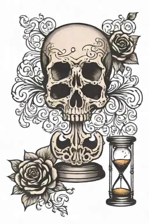 hourglass skull tattoo design idea