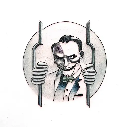 a man in suit opening a door tattoo design idea