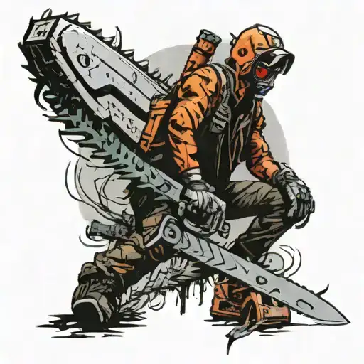 chainsaw man anime inspired scene tattoo design idea