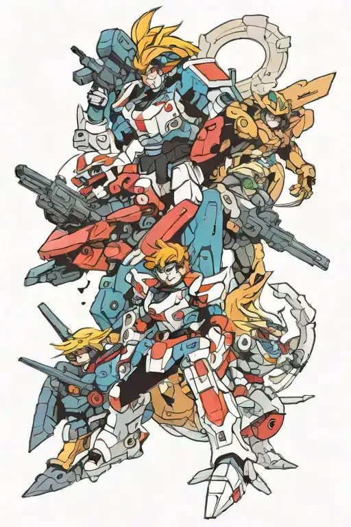 Robotech with Fairytale, Demon Slayer, Death Note, and  treasure Planet  tattoo design idea