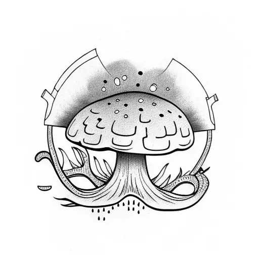 mushroom frog  tattoo design idea