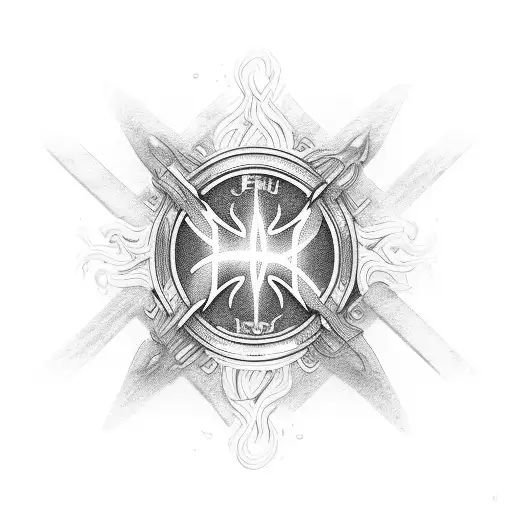 semper fideos phrase surrounded by a jesus baculus tattoo design idea