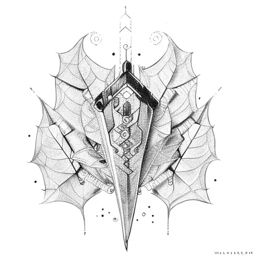 cyberpunk holly leaf  tattoo design idea