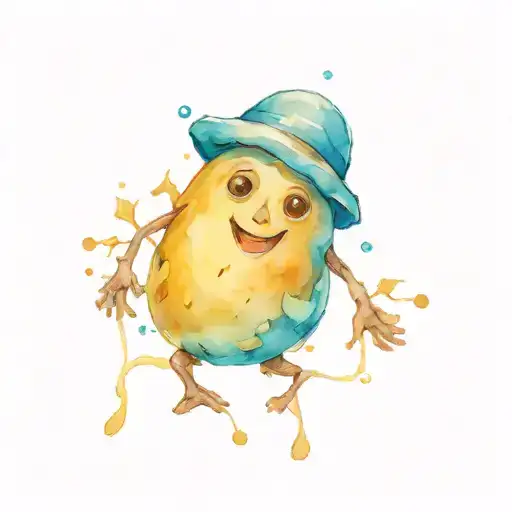 tiny potato person tattoo design idea