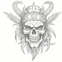  Samurai skull with teeth on the knee with a crown of thorns in black and white style without color tattoo design idea