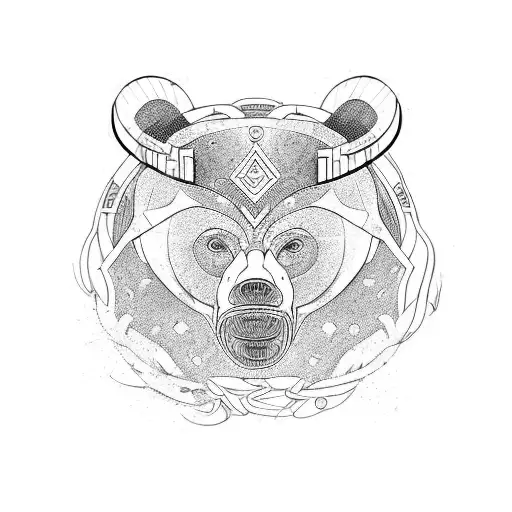 Bear viking blue white black  tattoo design idea