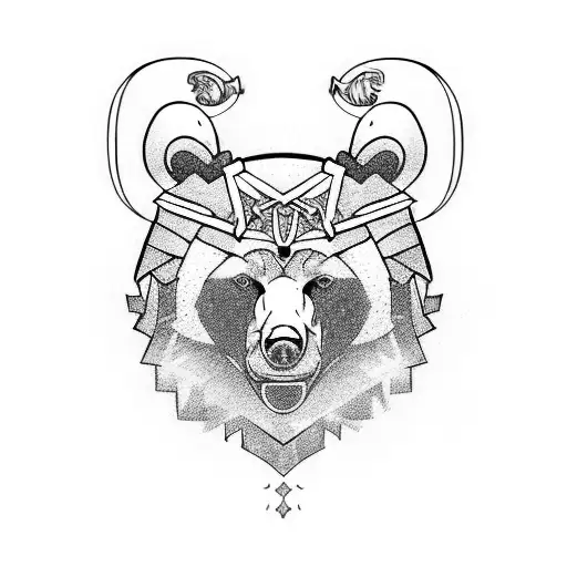 Bear viking symbol blue white black  tattoo design idea