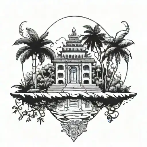 Hanging Gardens of Babylon tattoo design idea