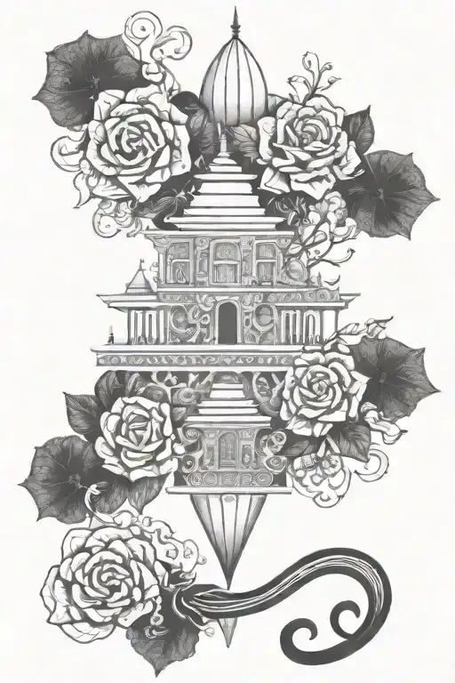 hanging garden of babylon tattoo design idea