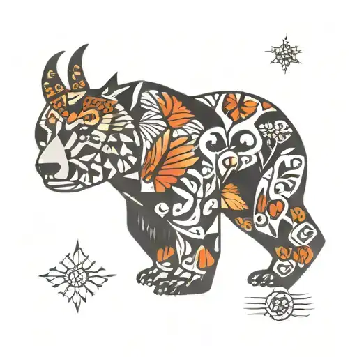 bear paw quilt block tattoo design idea