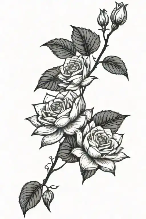 A rose and lotus intertwined with a money tree, symbolizing the beauty of hard work and financial success tattoo design idea