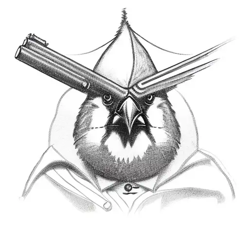 Cardinal with two guns tattoo design idea