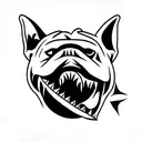bulldog with shark fin tattoo design idea