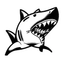 bulldog with shark fin tattoo design idea