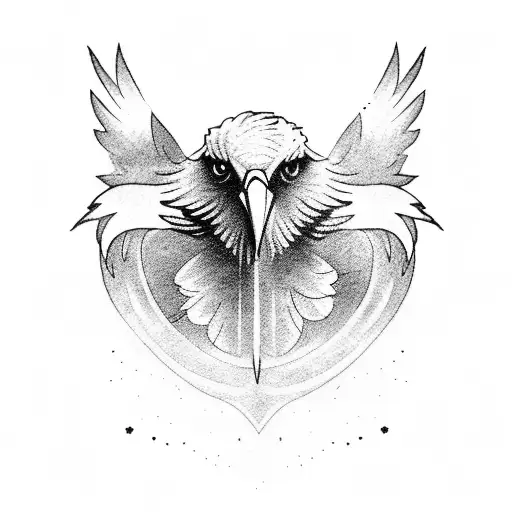 A blackwork tattoo of a majestic eagle soaring through the clouds, symbolizing the client's passion for flying tattoo design idea