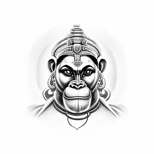 hanuman ji face half and half side hanuman chalisa tattoo design idea
