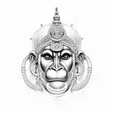 hanuman face with hanuman chalisa tattoo design idea