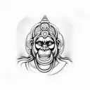 hanuman face with hanuman chalisa tattoo design idea