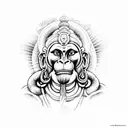 hanuman face with hanuman chalisa tattoo design idea