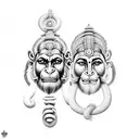 hanuman ji face half and half side hanuman chalisa tattoo design idea