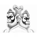hanuman ji face half and half side hanuman chalisa tattoo design idea