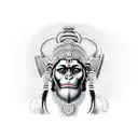 hanuman ji face half and half side hanuman chalisa tattoo design idea