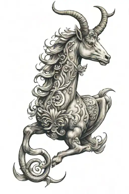 Amazon and Capricorn astrological sign tattoo design idea