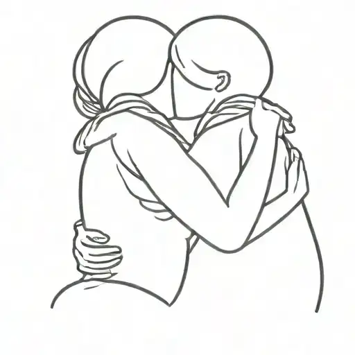 people hugging each other tattoo design idea