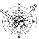 A sleek and simple tattoo of a hunting rifle with a compass rose incorporated into the design, representing the client's love for hunting and the outdoors tattoo design idea