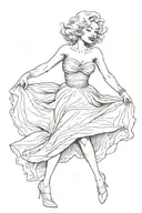 Marilyn Monroe in a pose where the wind lifted her skirt, she presses it with her hands and the second layer is a human  tattoo design idea