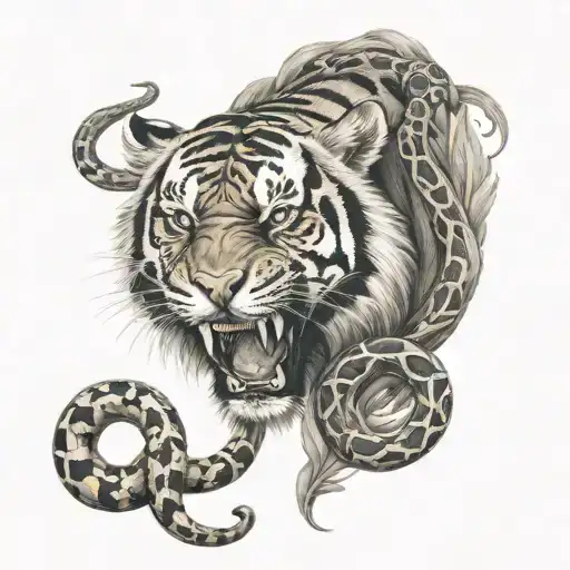 tiger and snake tattoo design idea