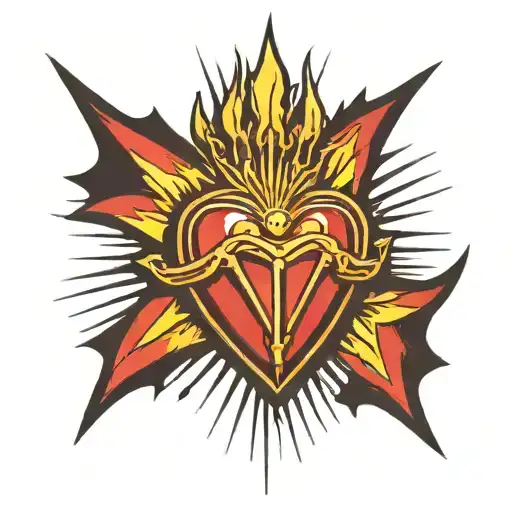Sacred Heart whit spike and rays tattoo design idea