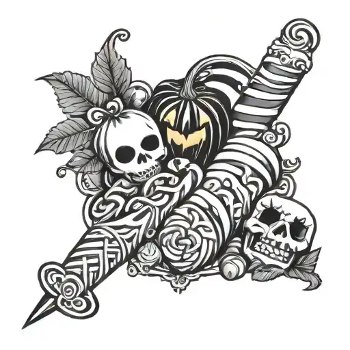 halloween candy tattoo design idea