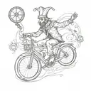 gothic jester riding a unicycle tattoo design idea
