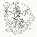 gothic jester riding a unicycle tattoo design idea