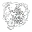 gothic jester riding a unicycle tattoo design idea
