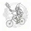 gothic jester riding a unicycle tattoo design idea