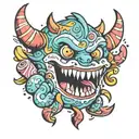 candy monster tattoo design idea