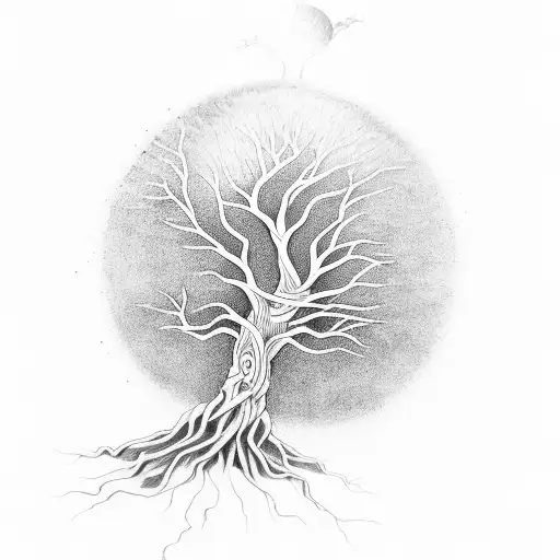 Tree of Life mythology tattoo design idea