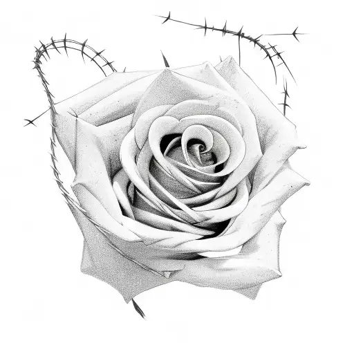 barbed wire rose tattoo design idea