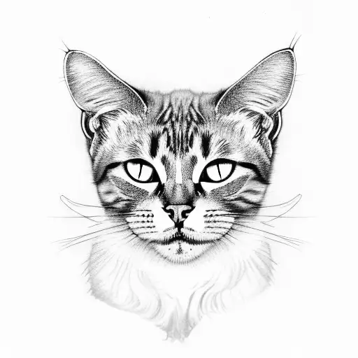cat head half cat skull half normal tattoo design idea